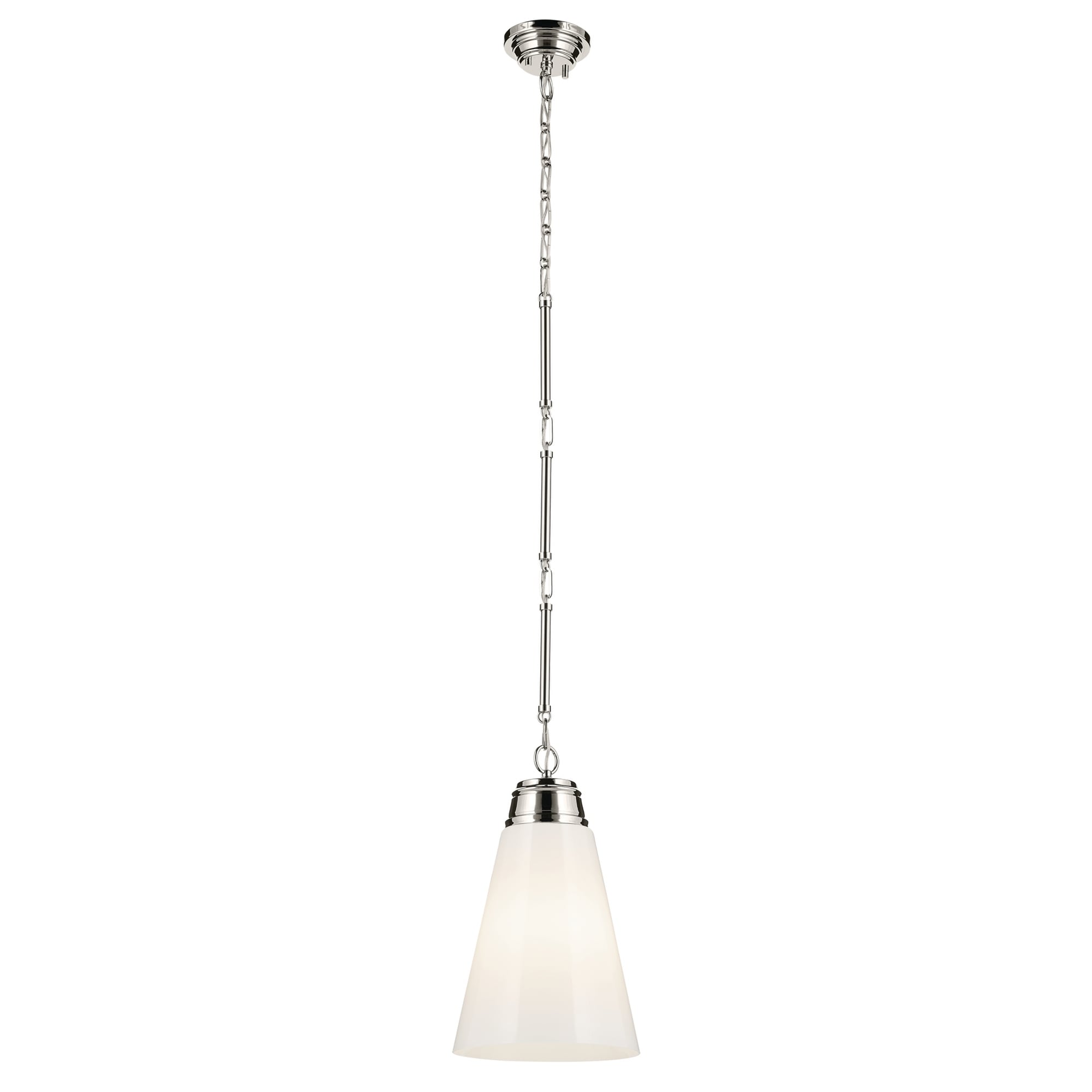 Kichler Lighting Marsailli 19" 1-Light Medium Pendant with Opal Glass in Brushed Nickel - Polished Nickel - 11.5