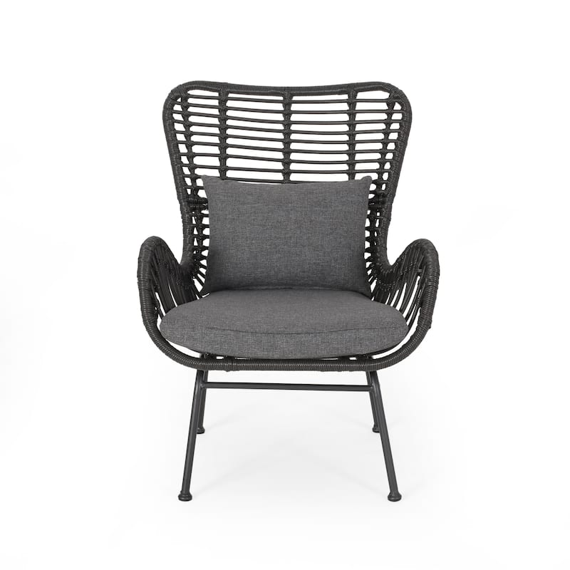 Wicker Patio Chair with Cushions (Set of 2)