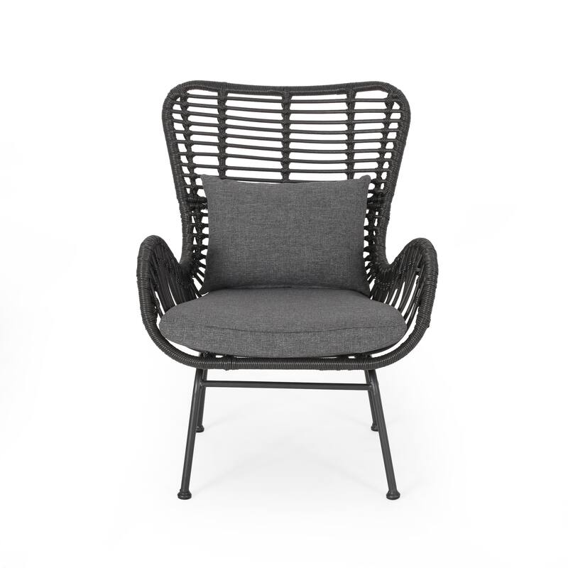 Wicker Patio Chairs with Cushions, 2-Piece Outdoor Accent Chairs Set
