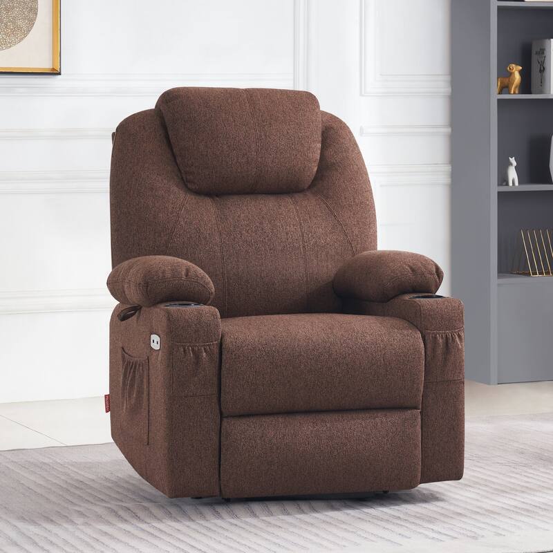 MCombo Small Power Lift Recliner Chair Sofa with Massage and Heat, 3 Positions and USB Ports Extended Footrest, Fabric 7141