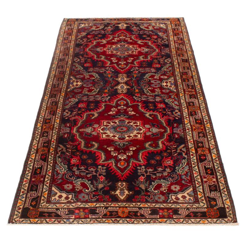 ECARPETGALLERY Hand-knotted Anatolian Vintage Navy Wool Rug - 4'8 x 10'8