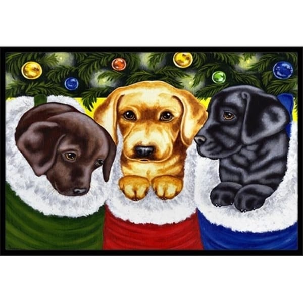 Carolines Treasures AMB1315JMAT Christmas Stocking Surprise Labrador Indoor or Outdoor Mat 24 x 36