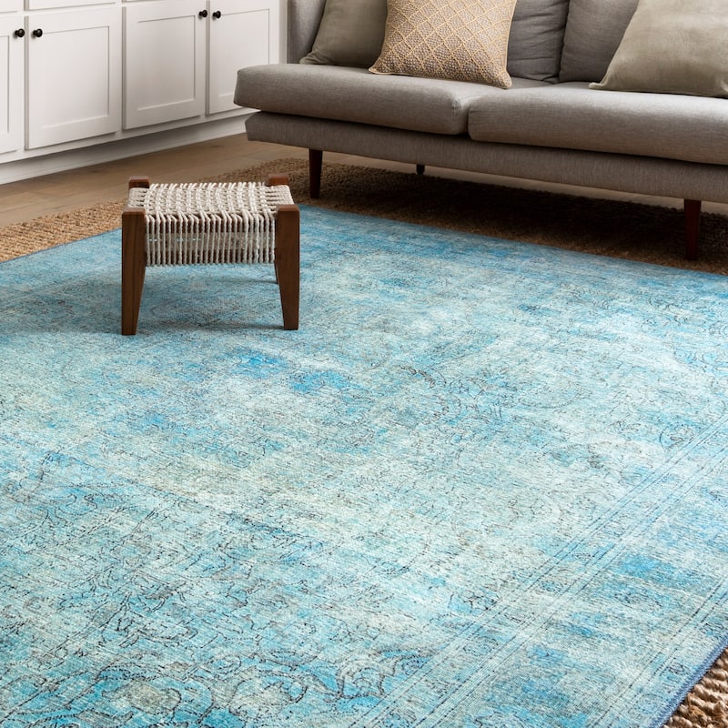 Alexander Home Tremezzina Printed Boho Aqua Area Rug