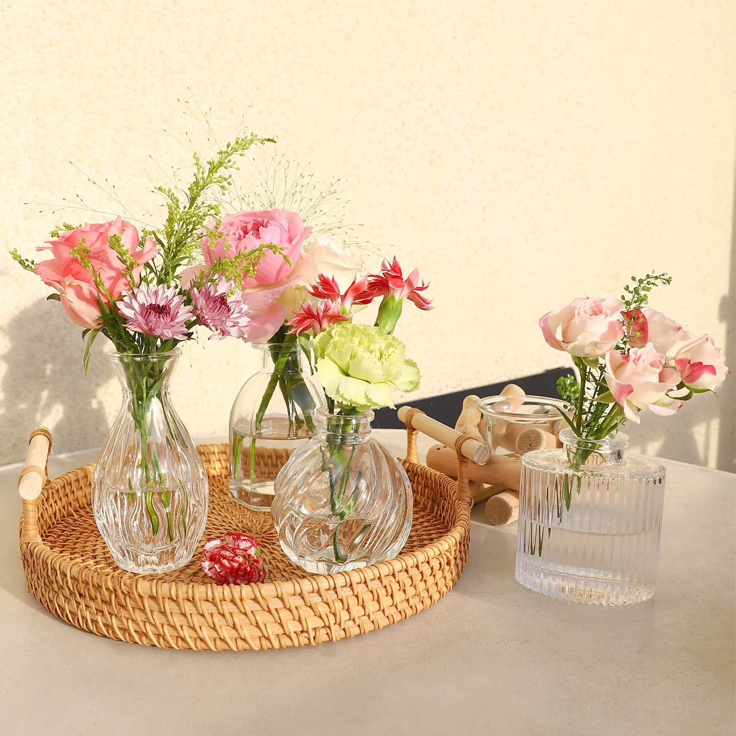 Bud Vases in Bulk 24, Small Glass Vase for Centerpieces, Vintage