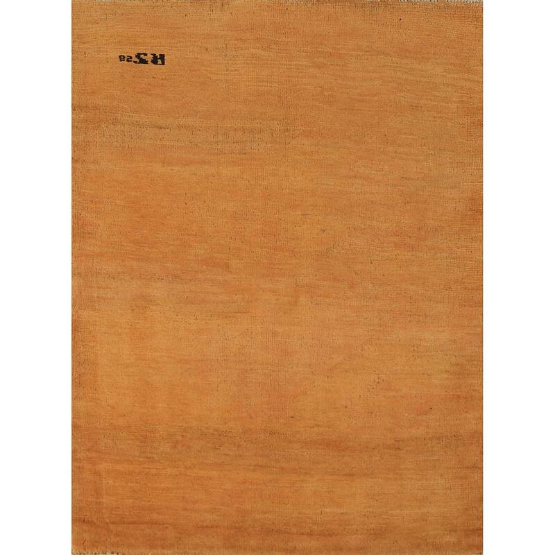 Orange Gabbeh Oriental Rug Hand-Knotted Wool Carpet - 3'0" x 3'10"
