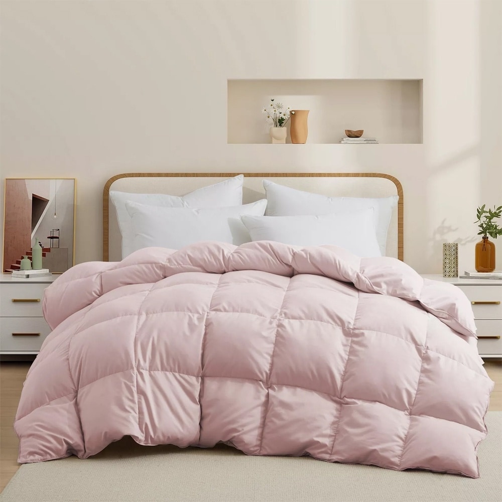 Oversized Down Comforter Ultra Soft Cozy Bed Blanket Pink Cal King