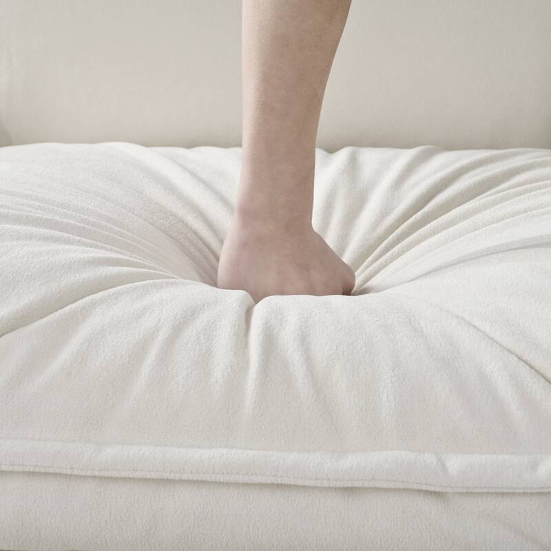 Oversized Deep Seat 3 Seater Modular Sofa, Beige Chenille for Living Room