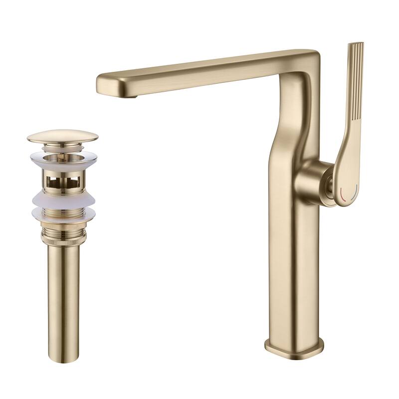 10-1/4"H Solid Brass Single-handle Bathroom Sink Faucet Optional Drain Assembly