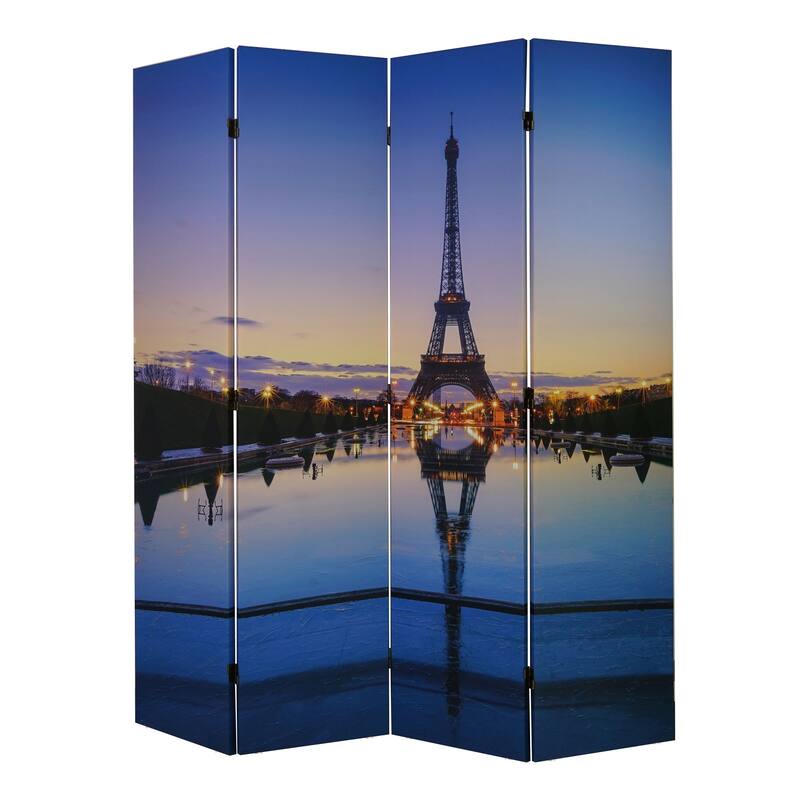 American Art Decor Double-Sided Canvas Room Divider, 4 Panels, 70" H x 63" L