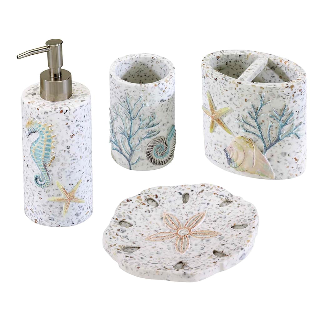 Avanti Linens Coastal Terrazzo 4-Piece Bath Accessory Set - Bath Acc 4pc Set - TM, TB, SD, LP