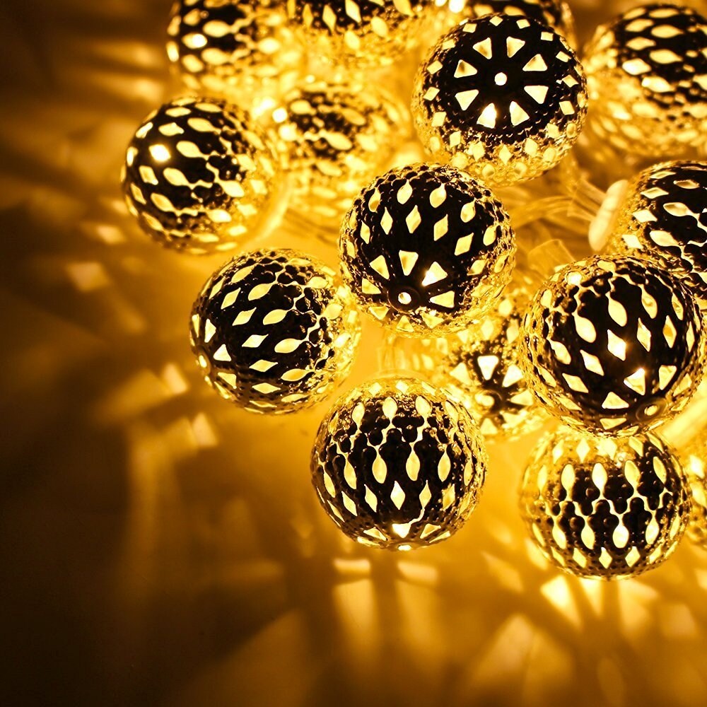10ft Hollow Ball Battery Operated Led Christmas String Lights 10ft Hollow Ball Battery Operated Led