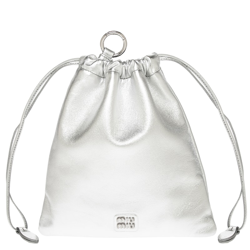 Miu Miu Metallic Leather Pouch - Silver - Silver