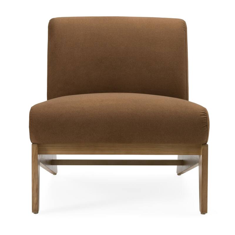 Divani Casa Vance Modern Brown Fabric & Wood Accent Chair