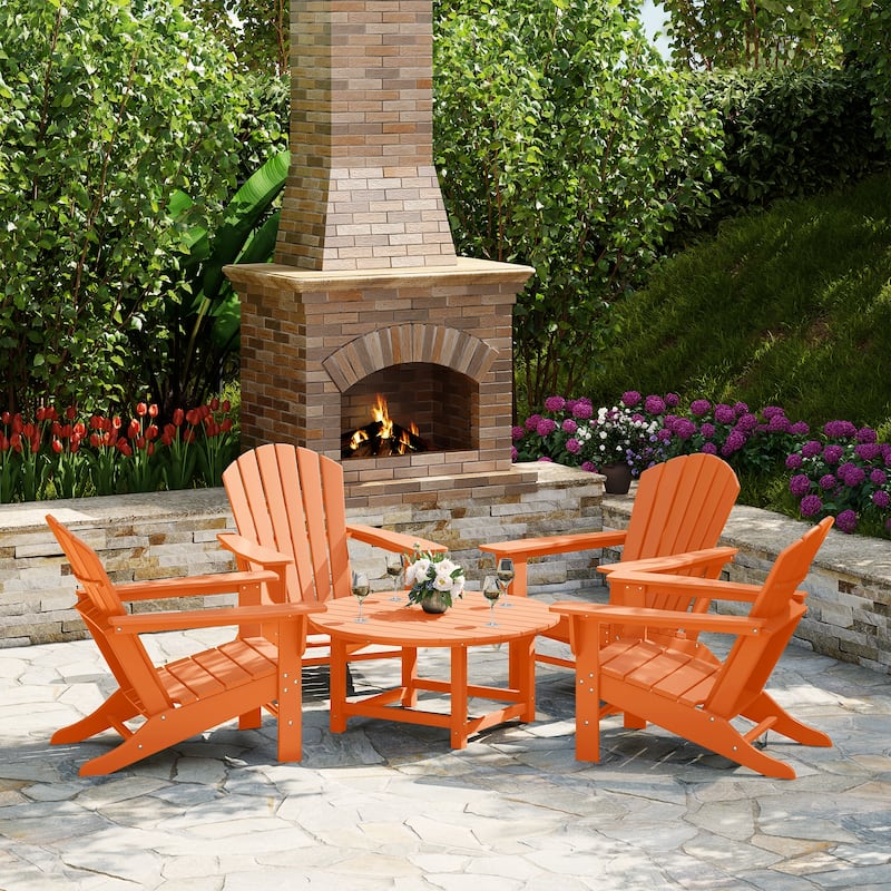 Altura Outdoor 5-Piece Adirondack Chair & Round Coffee Table Conversation Set
