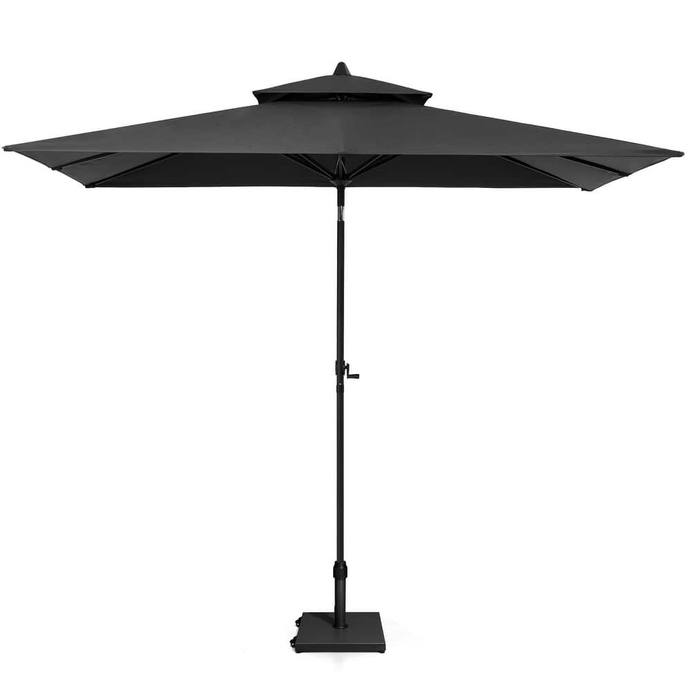 Pellebant Outdoor Patio 10 X 6.5 FT Double Top Market Umbrella with Wheels Base