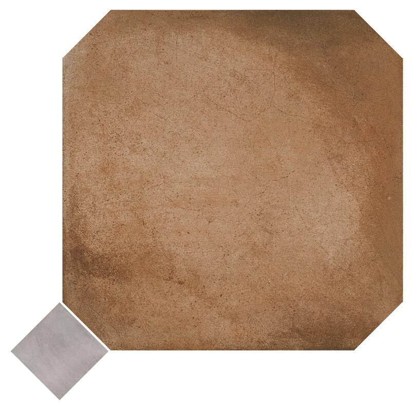 Merola Tile Laverton Octagon Natural with Taco Gris 7-7/8" x 7-7/8" Porcelain Floor and Wall Tile