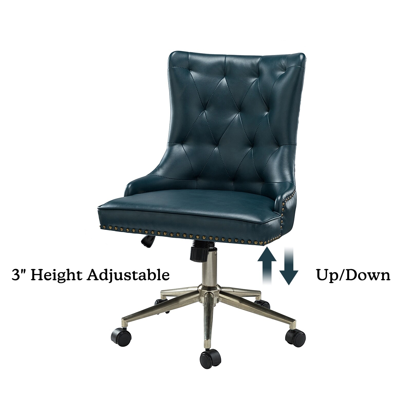 Leo Modern Leather Tufted Task Chair Nailhead Trim with Golden