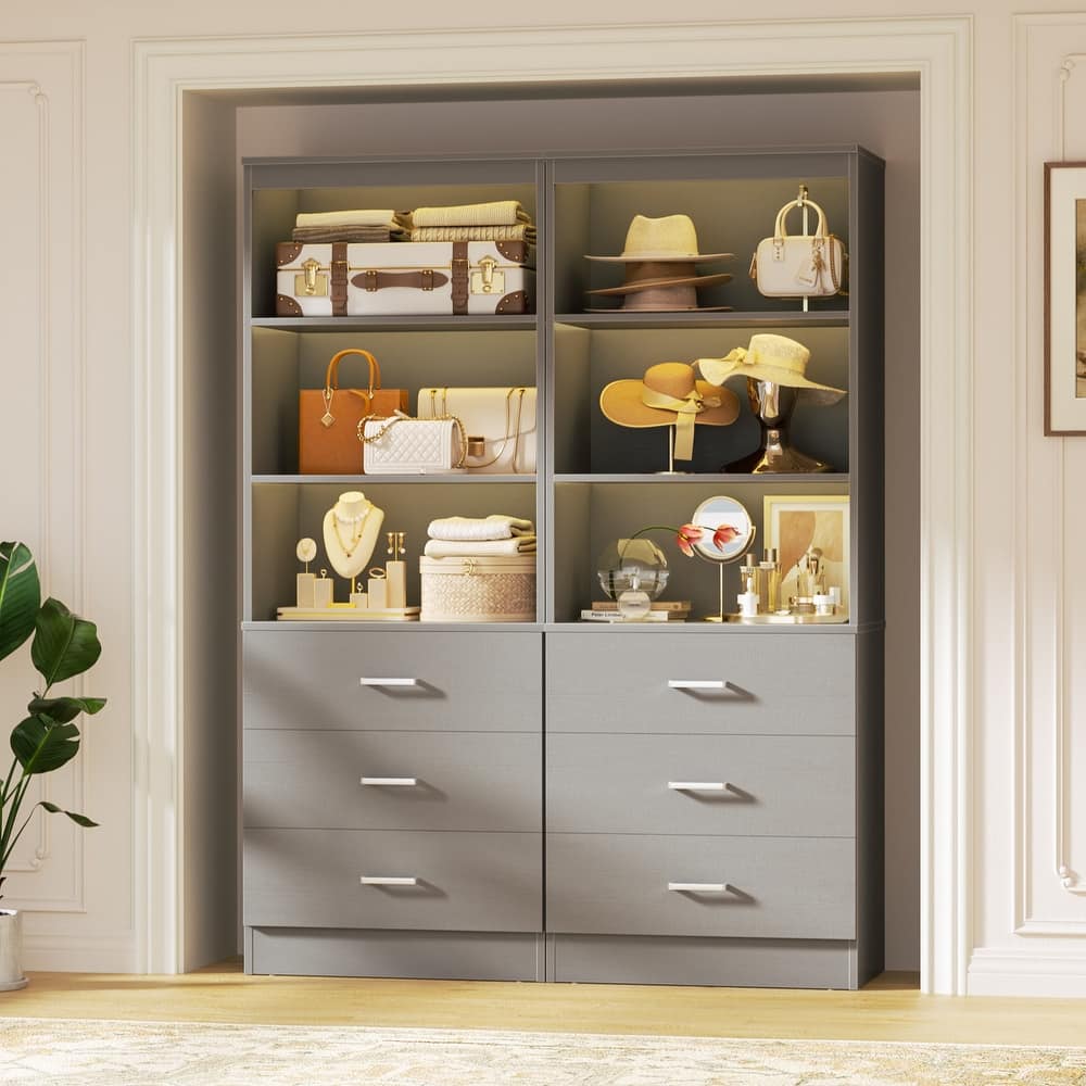 23.6" W Closet System with 3 Wooden Drawers and Storage Shelves, 2FT Sturdy Walk-in Organizer Storage Unit