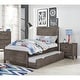 preview thumbnail 11 of 12, Furniture of America Lanister 2-Piece Wood Wire-Brushed Warm Grey Kids Panel Bed and Nightstand Set with Trundle Twin