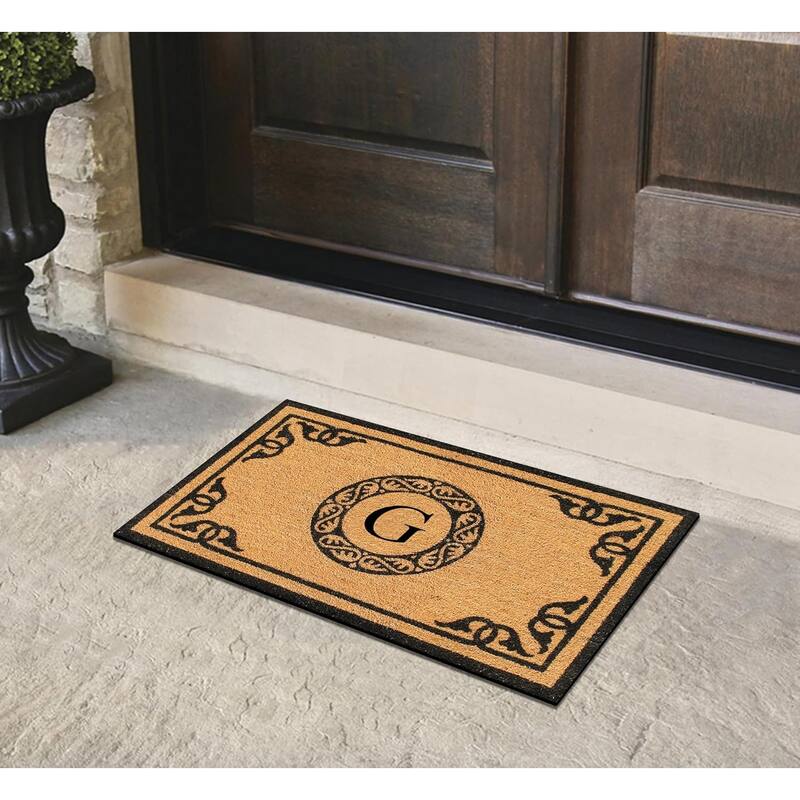 A1HC Natural Coir Monogrammed Anti-Shed Front Doormat 24" x 39"
