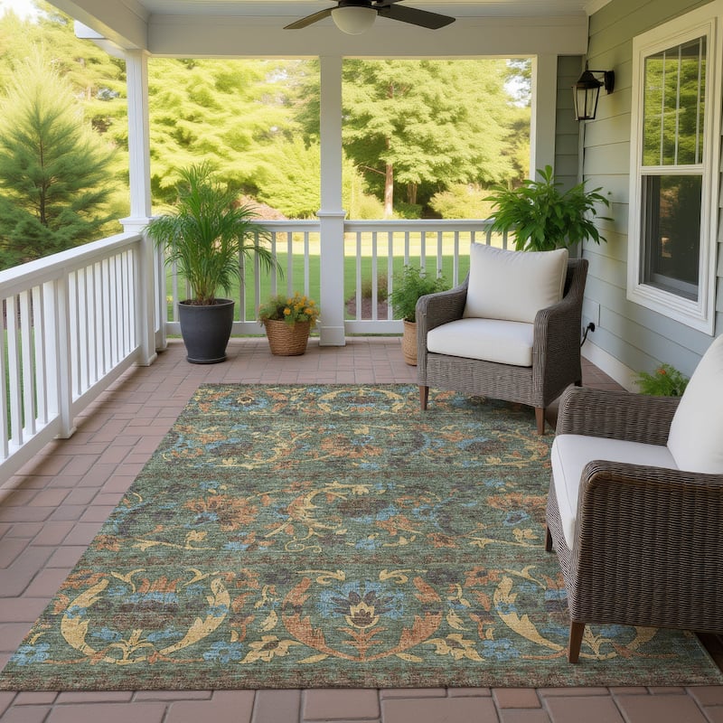 Machine Washable Indoor/ Outdoor Global Alix Chantille Rug - Basil - 10' x 14'