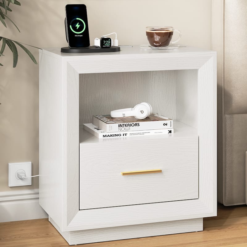 Modern Nightstand with Charging Station