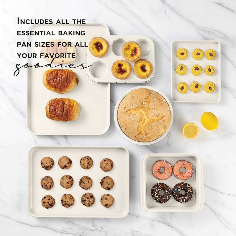 Country Kitchen Nonstick Stackable Bakeware Set - Durable, Easy Release Baking Set, Cream, 13 Pcs