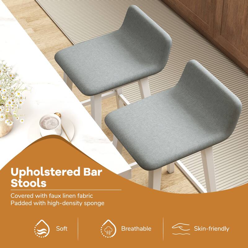 Gymax 29'' Upholstered Barstools w/ Low Back Footrest & Wood Legs for