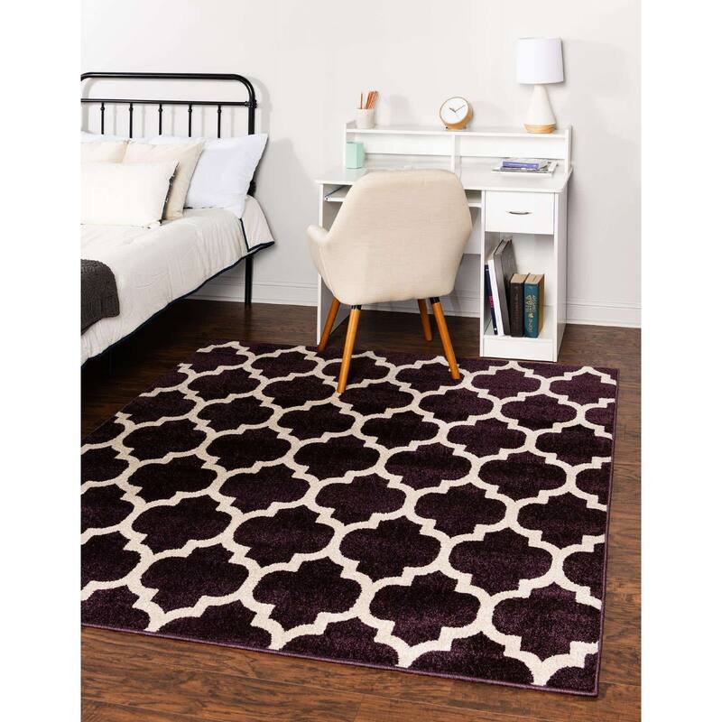 Contemporary Akiva Collection Area Rug - 6' Square - Purple