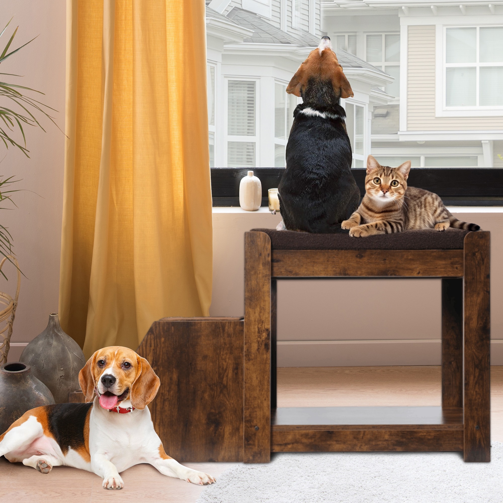 Dog window seat with steps cheap