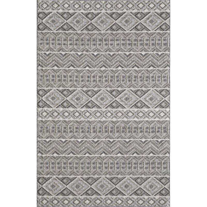 Domani Breeze Modern Geometric Outdoor Rug - 4' x 5'9" - Grey