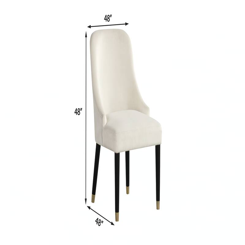 Without table,Upholstered Rounded Back Chairs 2pc Set Cream