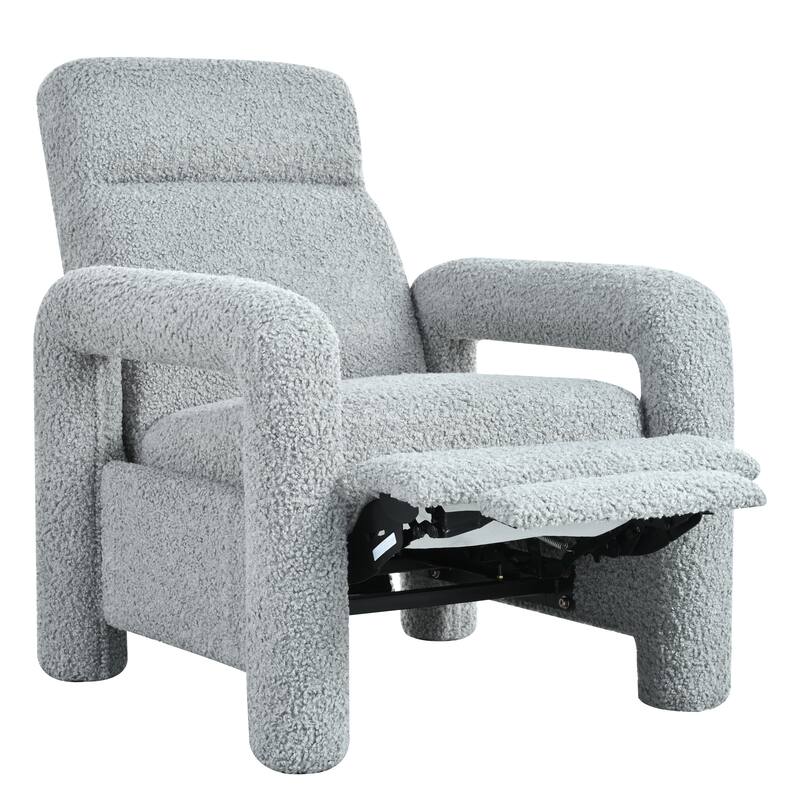 Push Back Recliner Armchair, 31.25" Teddy Upholstered Single Sofa Chair with 3-Position Adjustable Backrest for Living Room