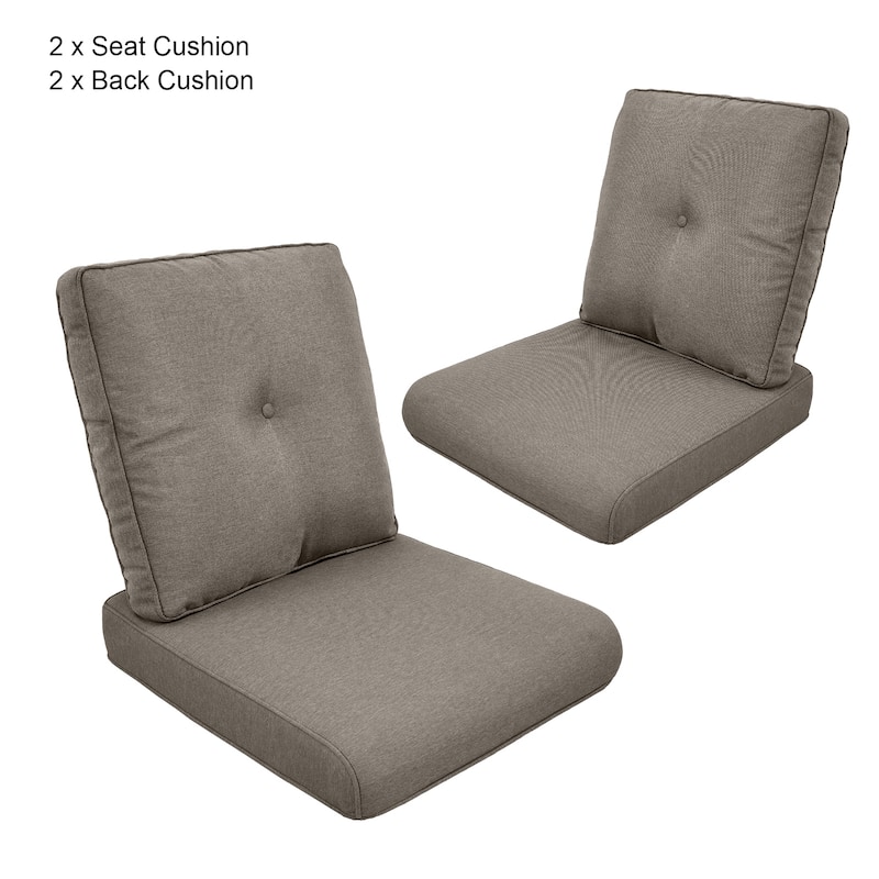 22 in x 24 in Outdoor Chair Deep Seat Replacement Cushion - N/A - 2Pack-Grey