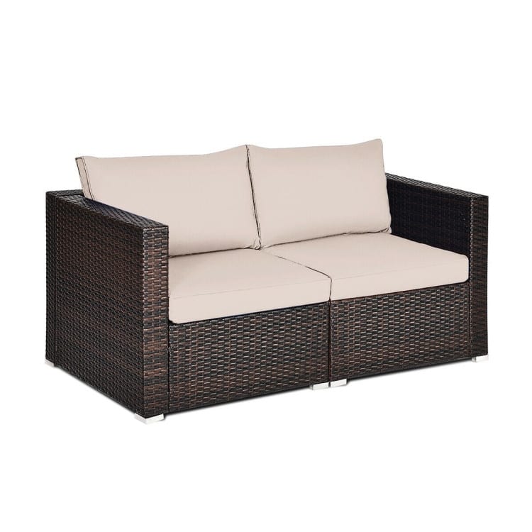 2PCS Patio Rattan Sectional Conversation Sofa Set - 29.5" x 29.5" x 25.5" (L x W x H)
