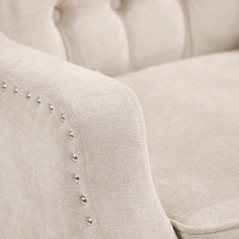Homy Lin Tufted Accent Chair with Nailhead Trim – Upholstered Single Sofa for Living Room