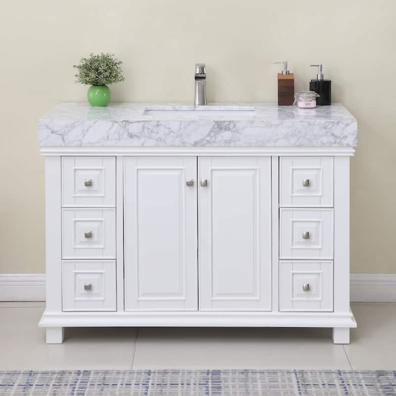 Altair Jardin Single Bathroom Vanity Set and Carrara White Countertop without Mirror