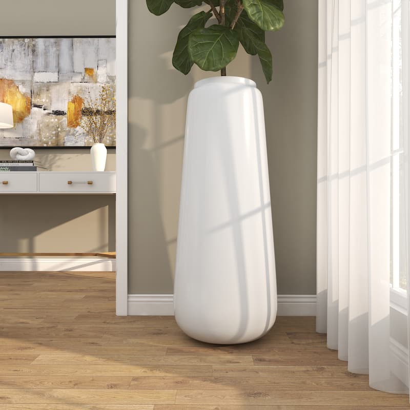 White Resin Tall Floor Vase