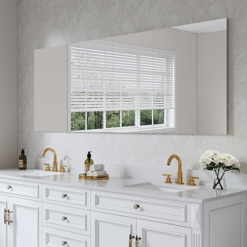 72''/80''W X 30''H Recessed Or Surface Wall Mount Bathroom Medicine Cabinet With Adjustable Glass Shelves