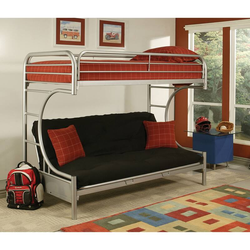 Lunar Twin/Full Bunk Bed with 2 Side Ladders - Silver