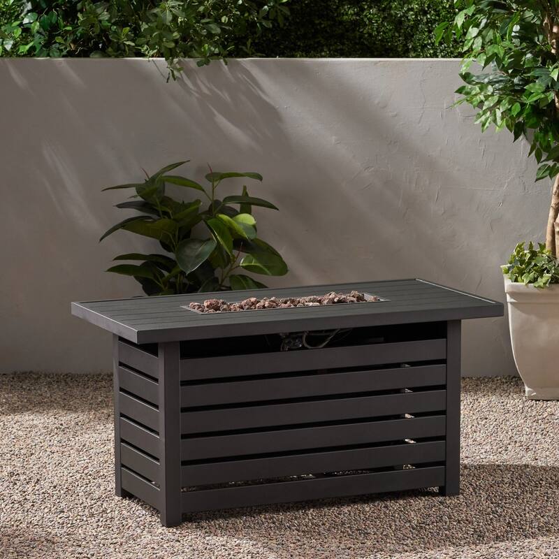 23 in. W x 47.25 in. L x 24 in. H Iron Rectangle Propane Gas Burning Outdoor Fire Pit in Black