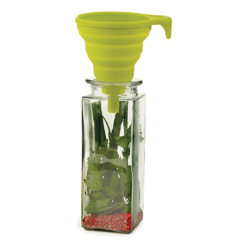 Collapsible 4.25-inch Green Silicone Funnel - 5.25x4.25x5.75