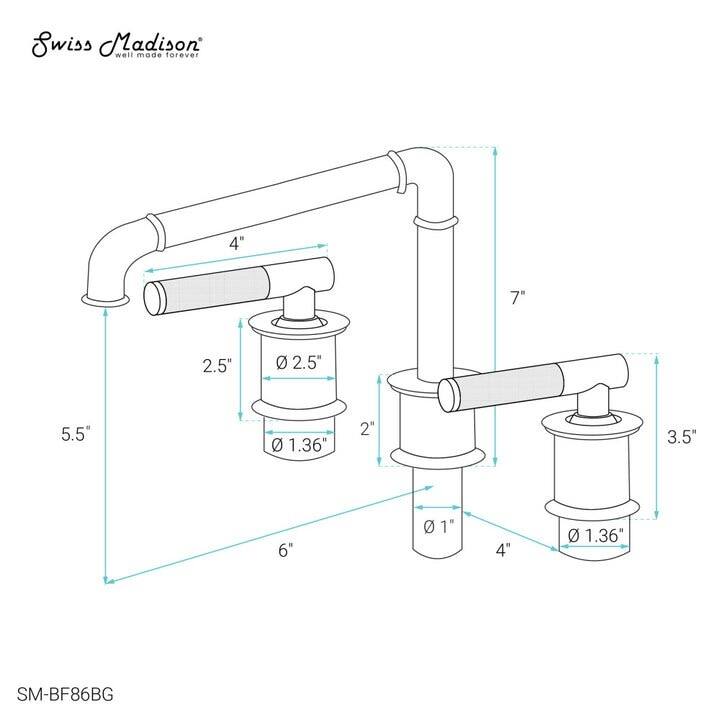 Swiss Madison SM-BF86 Avallon 1.2 GPM Widespread Sleek Handle Bathroom
