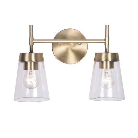 Wynn Antique Brass and Clear Glass Finish 2 Light Vanity