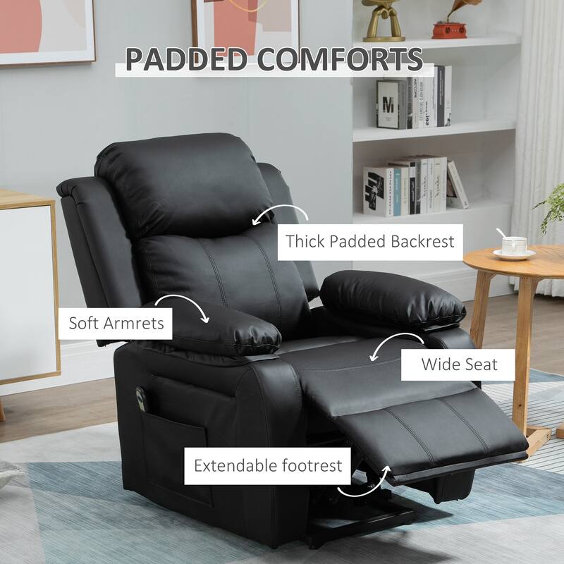 HOMCOM Living Room Power Lift Chair, PU Leather Electric Recliner Sofa Chair for Elderly with Remote Control