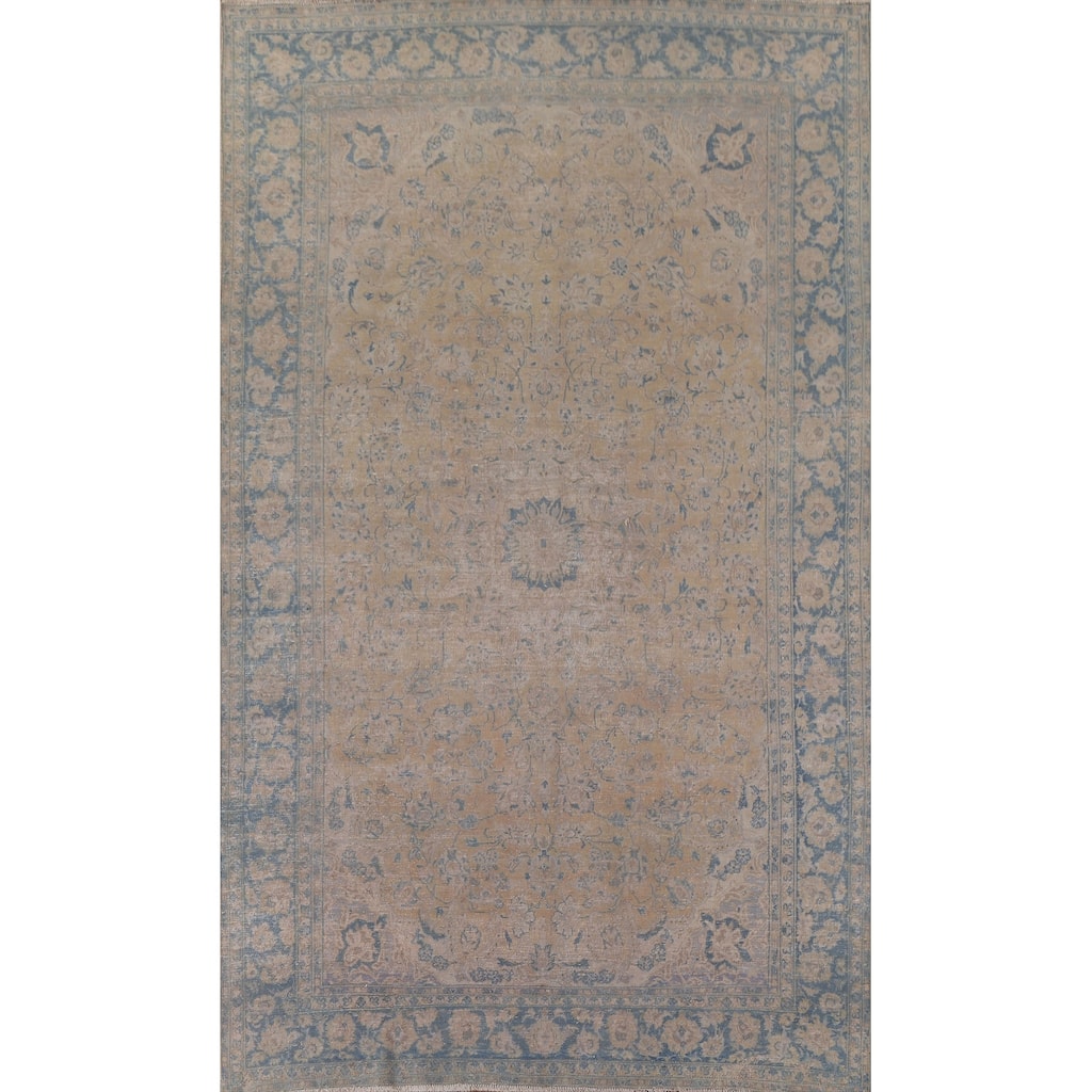 Distressed Najafabad Persian Antique Area Rug Hand-knotted Wool Carpet - 8'4" x 12'2"