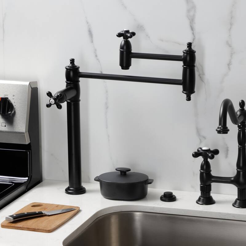Kingston Brass Restoration Two-Handle 1-Hole Deck Mount Pot Filler Faucet