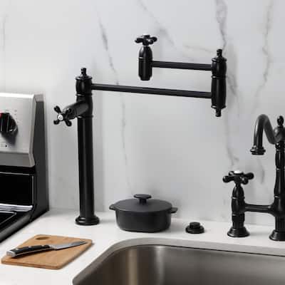 Kingston Brass Restoration Two-Handle 1-Hole Deck Mount Pot Filler Faucet
