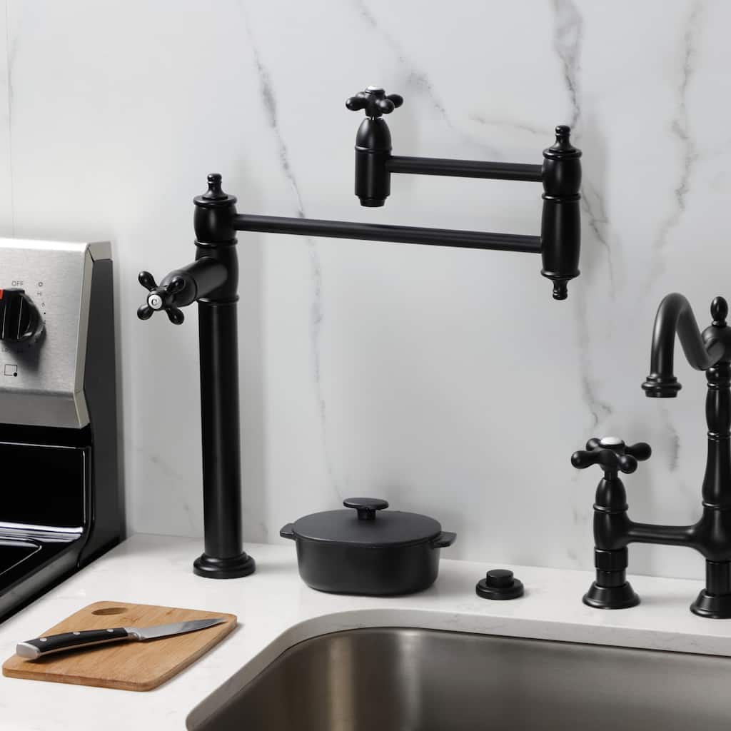 Kingston Brass Restoration Two-Handle 1-Hole Deck Mount Pot Filler Faucet