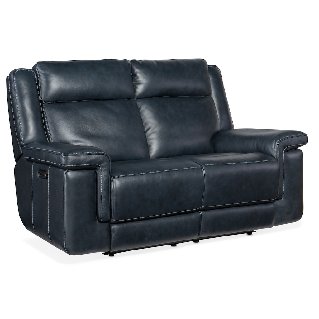 Hooker Furniture SS705-MONTEL-POWER-LOVESEAT Montel 66" Wide Leather - Cosmos Cobalt